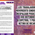 LOS TRABAJADORES Y EL MOVIMIENTO SINDICAL DEBEN RESPALDAR POSICIÓN DE LA USO DEFENDIENDO A ECOPETROL Y PIDIENDO EL RETIRO DE RICARDO ROA