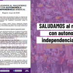 SALUDAMOS al magisterio con autonomía e independencia sindical