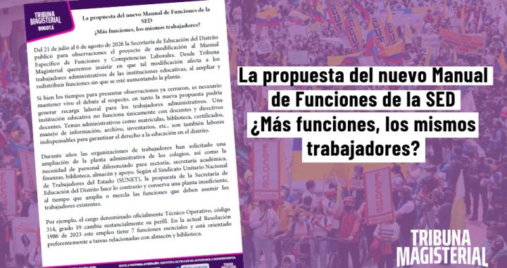 La propuesta del nuevo Manual de Funciones de la SED¿Más funciones, los mismos trabajadores?
